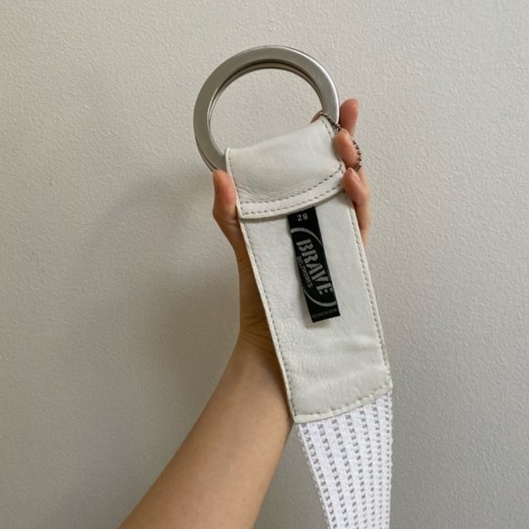 Vintage Genuine Leather Belt Elasticized White